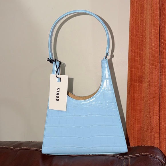 STAUD Handbags - 🔥🔥🔥NEW Staud Rey Blue Croc Embossed Leather Shoulder Bag